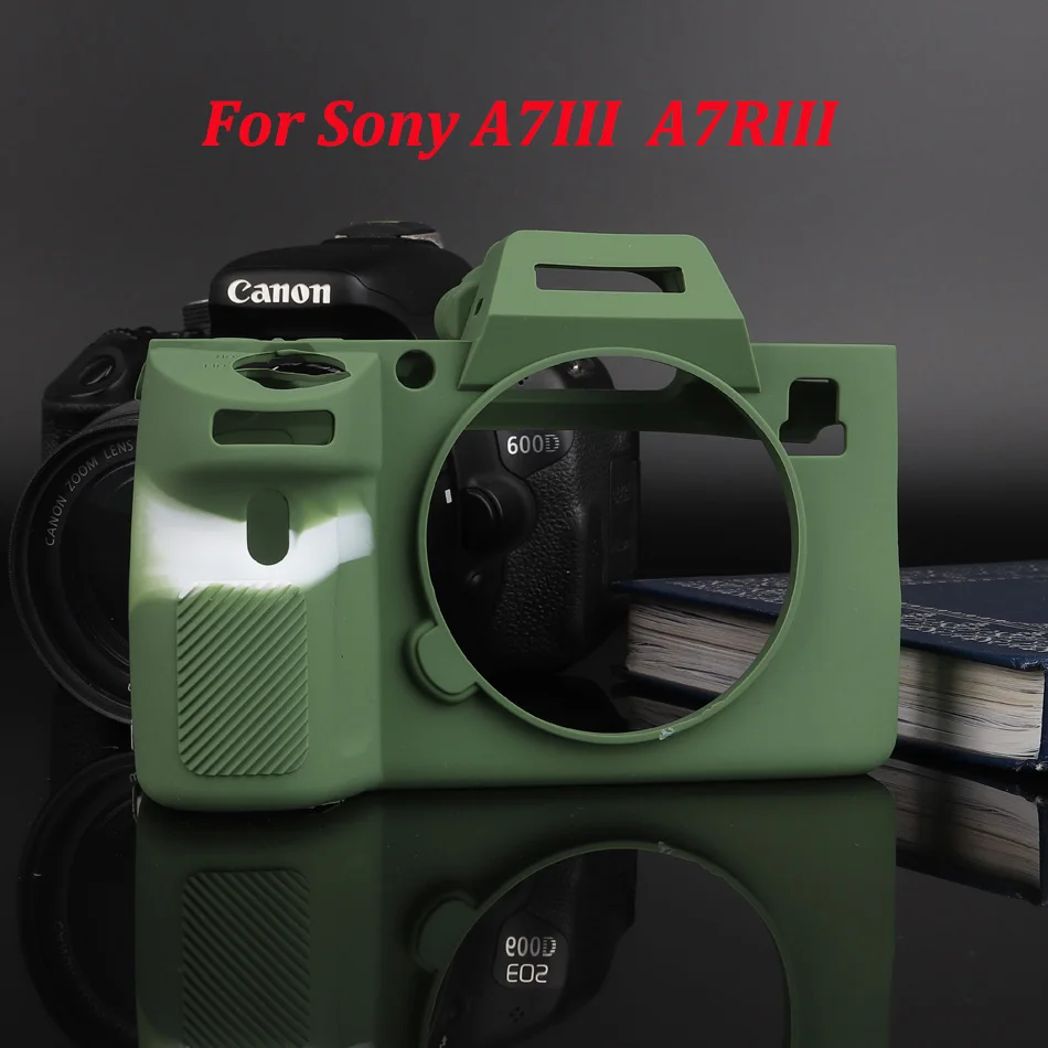 A7III Army green Soft Silicone Rubber Camera Bag Case Cover For Sony A7R A7 III A7RIII A7III A7M3 A9 A7 Mark II A7M2 A7S2 A7R2 A6300 A6000 A6500 - Цвет: A7III Army green