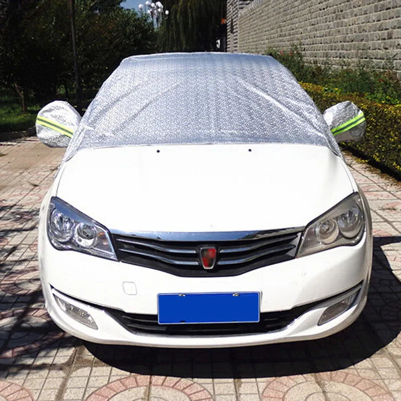 Universal Aluminum Waterproof Seamless Sunshade Anti UV Dust Rain Snow Windshiled Half Car Cover For Auto Saloon Hatchback SUV | Автомобили