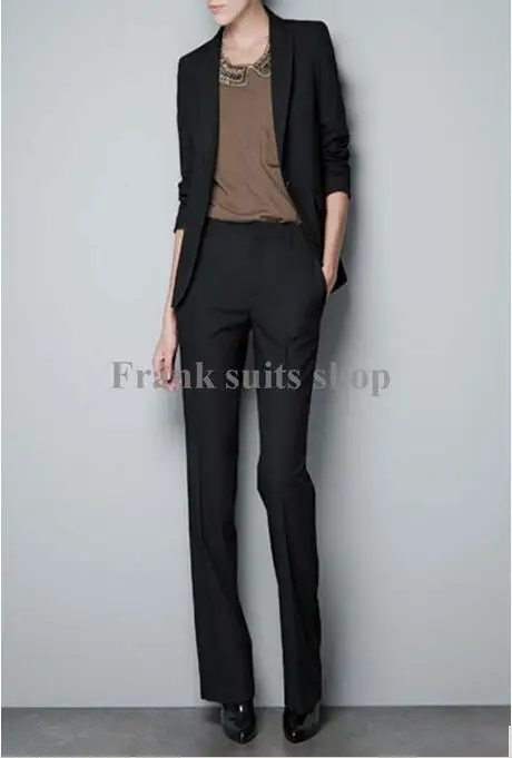 

Новое поступление, индивидуальный пошив, качественная облегающая женская черная официальная рабочая одежда, офисный костюм с брюками, деловая рабочая одежда, крутые костюмы