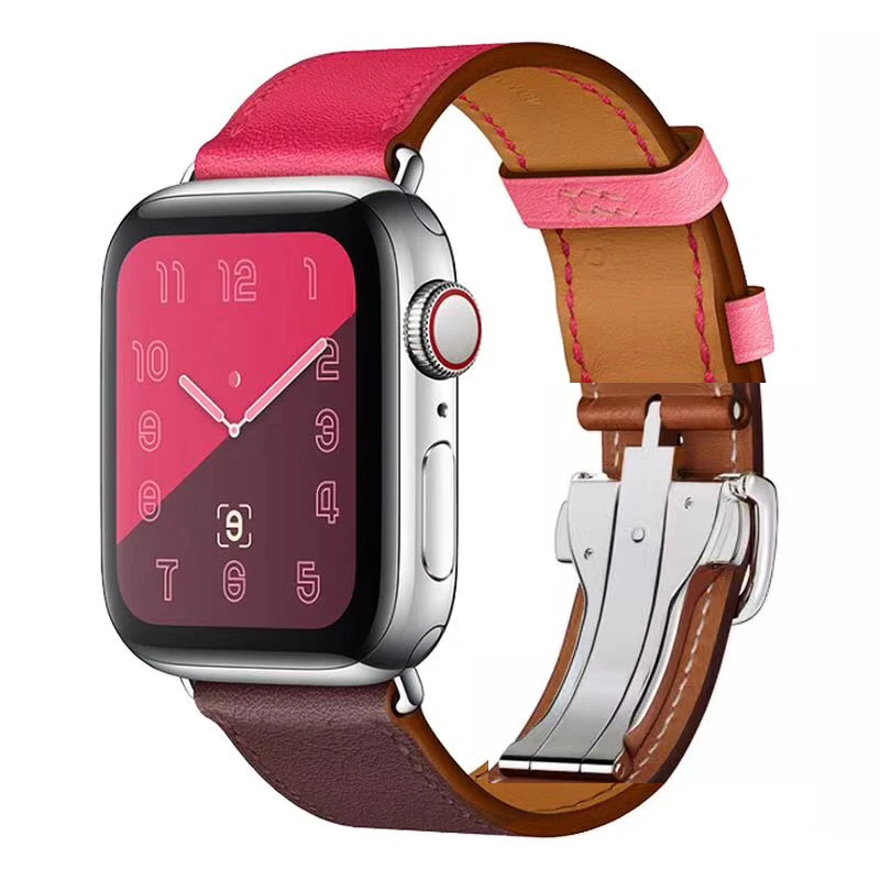 Модные кожаные петли серии 4 3 2 1 для iwatch ремешок 40 мм 44 Apple Watch band 42 38 | Наручные часы