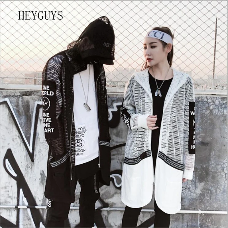 Мужская сетчатая рубашка NAGRI Повседневная Длинная в стиле хип-хоп с длинным