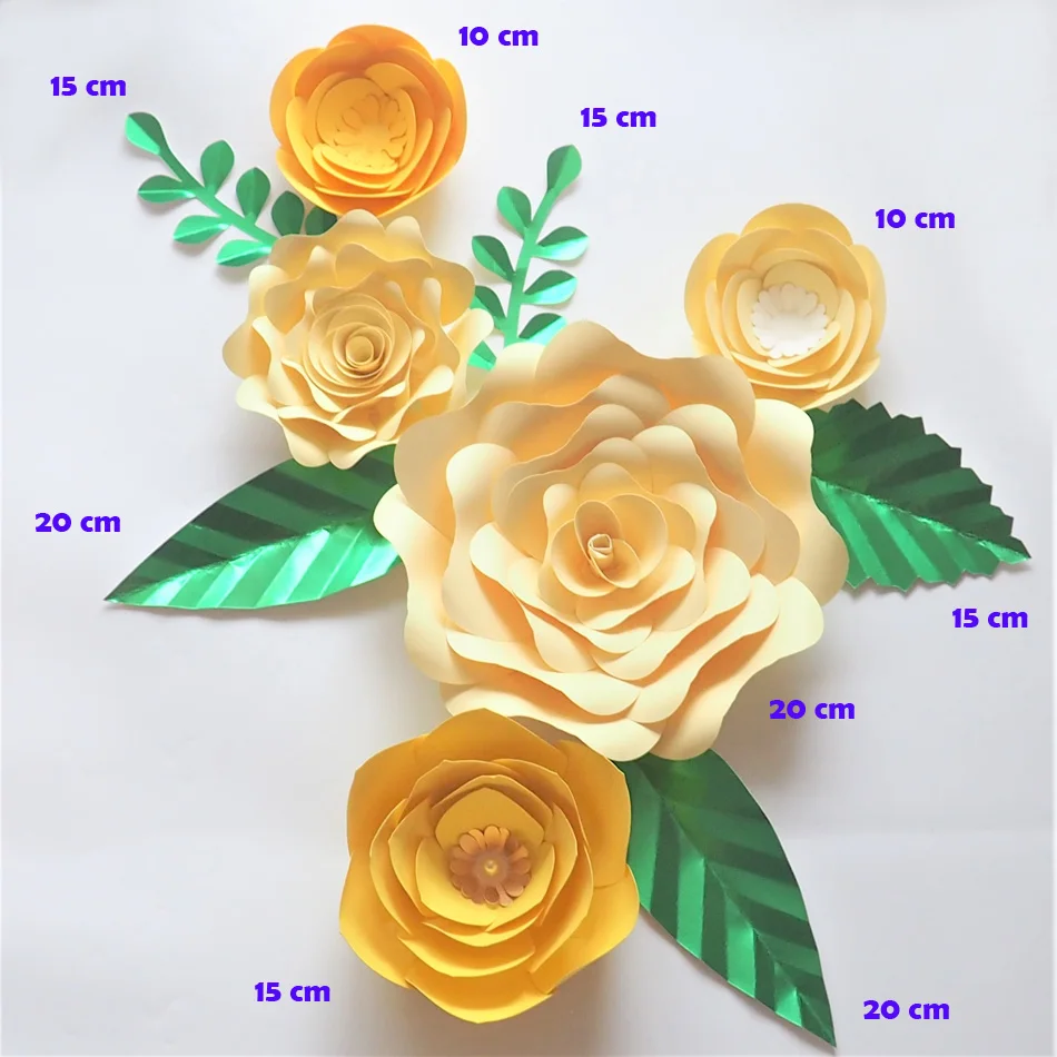 Ручной работы Cardstock роза DIY бумажные цветы листья набор для свадьбы и события