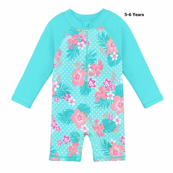 5-6 Year S271 cyan BAOHULU; милый детский купальник с длинными рукавами с героями мультфильмов для мальчиков и девочек; купальный костюм для маленьких девочек; пляжная одежда для детей - Цвет: 5-6 Year S271 cyan