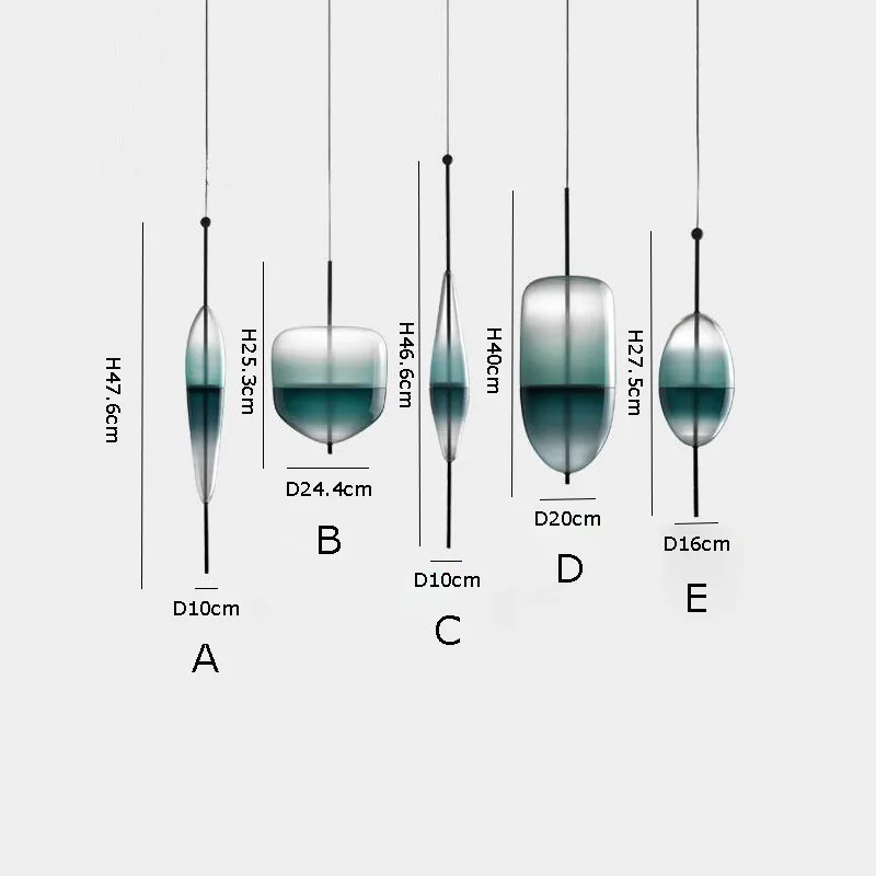 Post Modern Venice Glass Drop LED Pendant Light Blue Art Decor Lamp Simple White Hanging | Освещение
