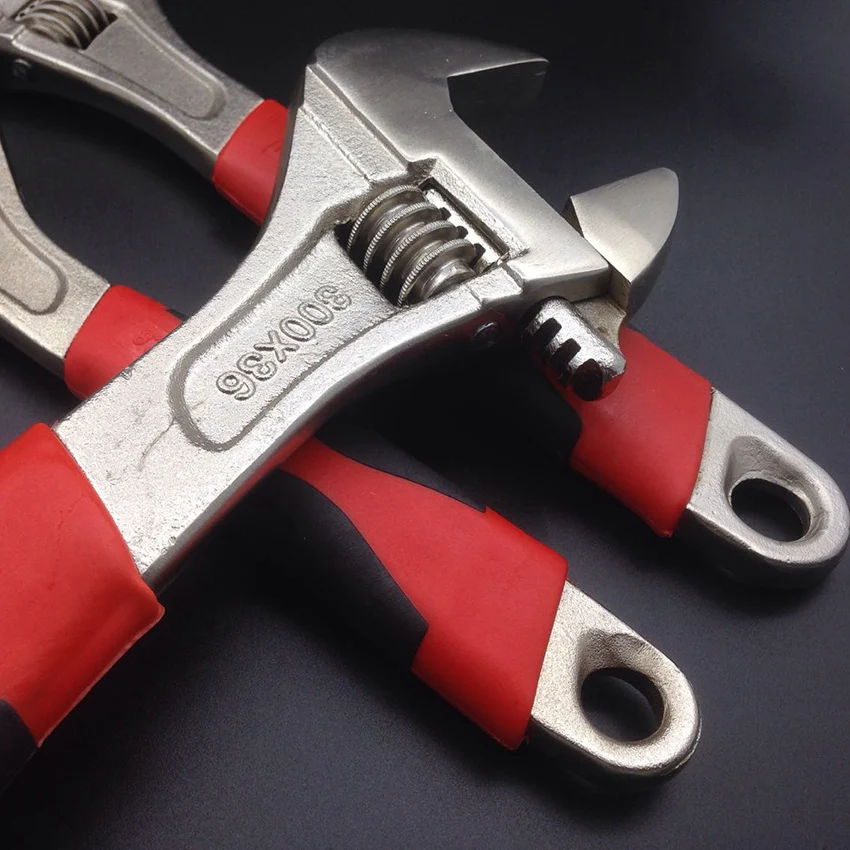 6"/8"/10"/12" adjustable wrench multi-functional spanner plastic handle wrenches auto mechanic repairing tools open end spanners |