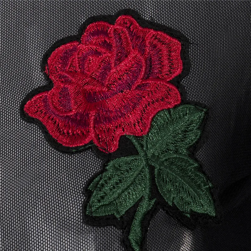 

2017 new autumn long sleeve women ladies sexy blouses fashion turtleneck floral embroidery mesh see-through slim blouses tops