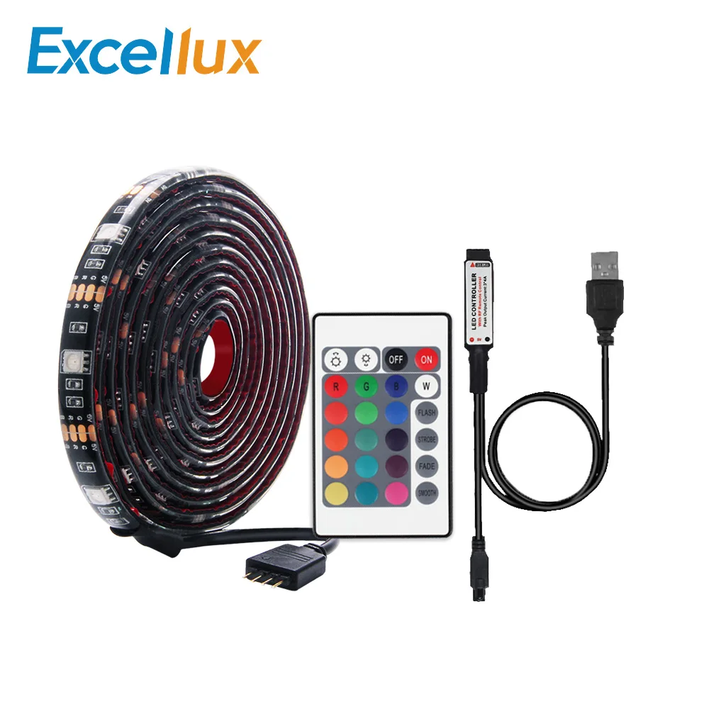 5V 5050 RGB USB Светодиодная лента 24Key ИК пульт дистанционного управления для ТВ