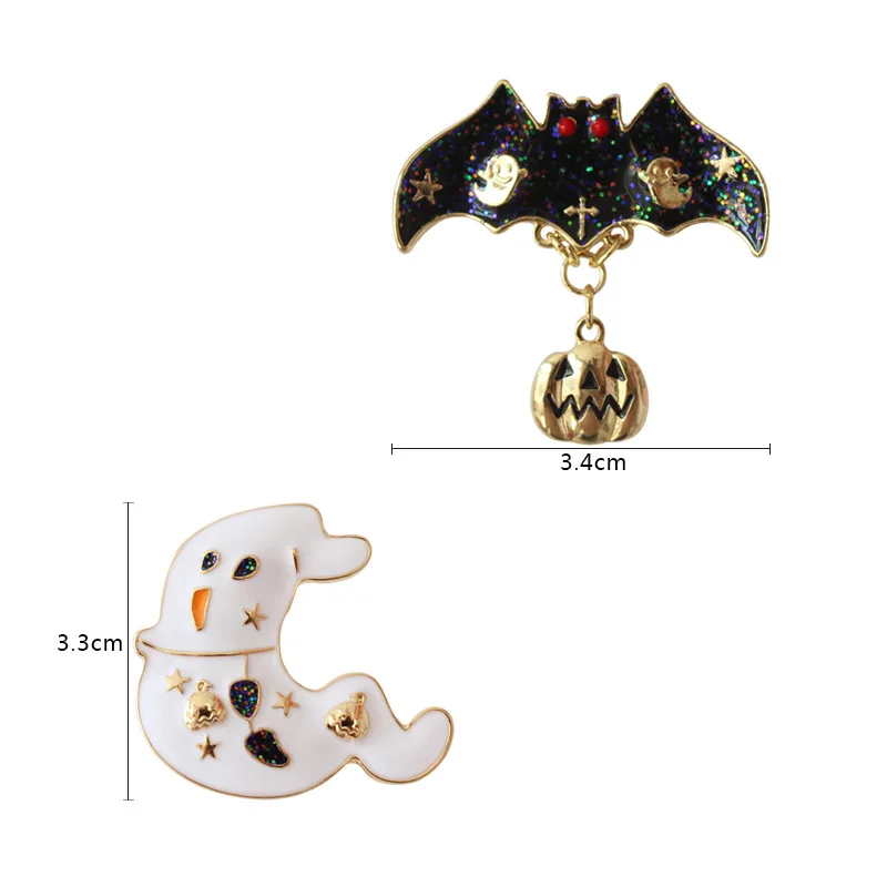 Эмалированные значки на Хэллоуин белый призрак черные летучие мыши тыква милая