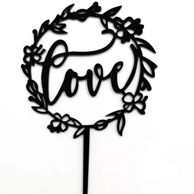 

10 pcs love cake topper monogram gold black acrylic cake decoration wedding party decoraion