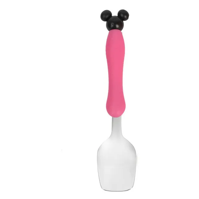pink spoon Мультяшная детская столовая ложка из нержавеющей стали, вилки, Детская качественная ложка, Детская столовая посуда, набор столовых приборов, набор столовых приборов - Цвет: pink spoon