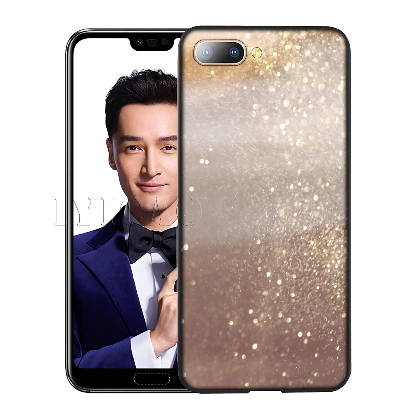 IYICAO Gold Pink rose Glitter Dust love Soft Case for Huawei Y7 Y6 Prime Y9 2018 Honor 8C 8X 8 9 10 Lite 6A 7C 7X 7A Pro |