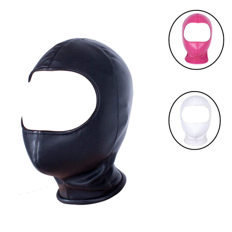 

camaTech PU Leather Open Face Head harness Fetish BDSM Head Mask Hood Bondage with Eye Nose Opening Cosplay Halloween Adult Game