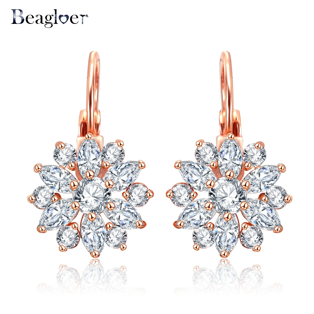 Beagloer изысканный цветочный дизайн серьги Одежда высшего качества AAA с цирконием
