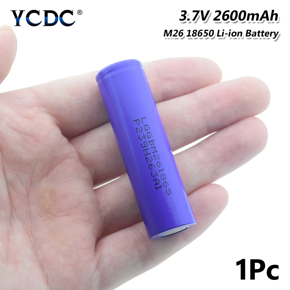 1 Pc Перезаряжаемый Li-Po литий-полимерный аккумулятор LG M26 18650 Max 10A с высоким дренажом 2600 мАч батареи для Vape фонарь для электровелосипеда - Цвет: 1 Pc