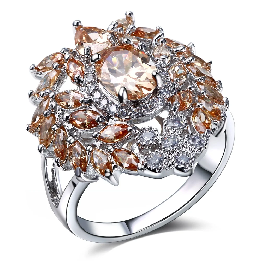 Элегантные ювелирные изделия Цвет Камень Кубический Цирконий Кристалл женские