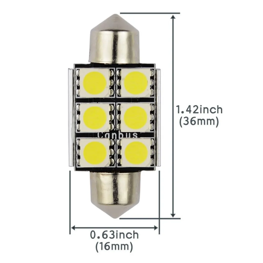 Safego 50 шт. Canbus C5W светодиодная гирлянда купольсветильник пы 5050 6 SMD 36 мм 39 42