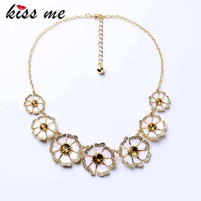 Новые стили KISS ME модные ювелирные изделия белые цветы кулон модное ожерелье |