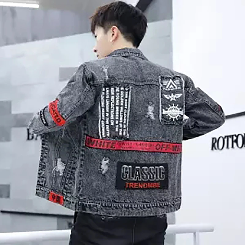 Мужская джинсовая куртка в стиле хип хоп forum свободная с полосками 2019|Мужские