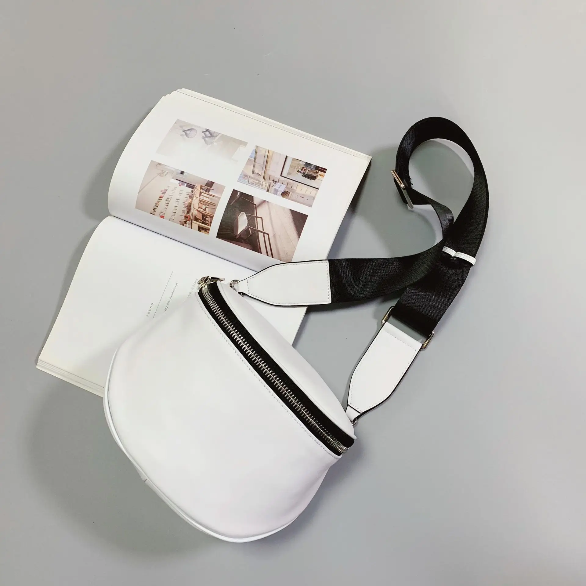 Женская кожаная сумка мессенджер из воловьей кожи черная белая мини 2019|Сумки с