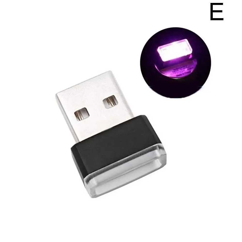 E PINK PURPLE Высокое качество мини-светодиод машины светильник авто Интерьер USB атмосферный свет Plug Play Декор лампа аварийный светильник ing PC автомобильные аксессуары - Испускаемый цвет: E PINK PURPLE
