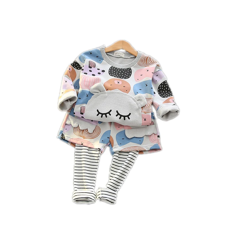 Милые Девушки Набор С Длинным Рукавом Мультфильм Пуловер Пальто Брюки 2 шт.