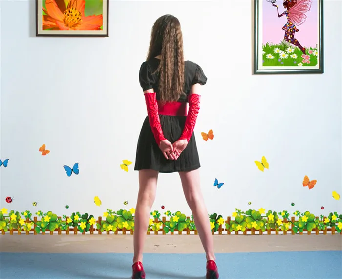 Клевер цветок бабочка забор виниловые Съемные наклейки для детской спальни