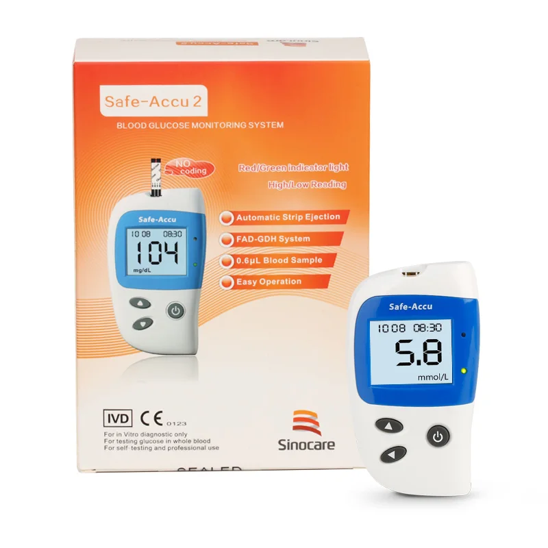 Sinocare безопасный Accu2 50/100/200 шт тест-полоски для определения уровня глюкозы в крови для контроля уровня сахара в крови с 50/100/200 штуками лансетов, игл прибор для измерения уровня сахара в крови, обнаружение глюкозы