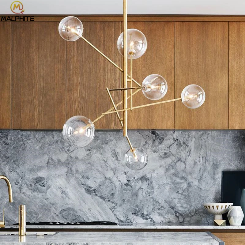 Nordic Magic beans pendant lights modern living room geometry lamps study glass ball Decoration LED lighting fixtures | Лампы и