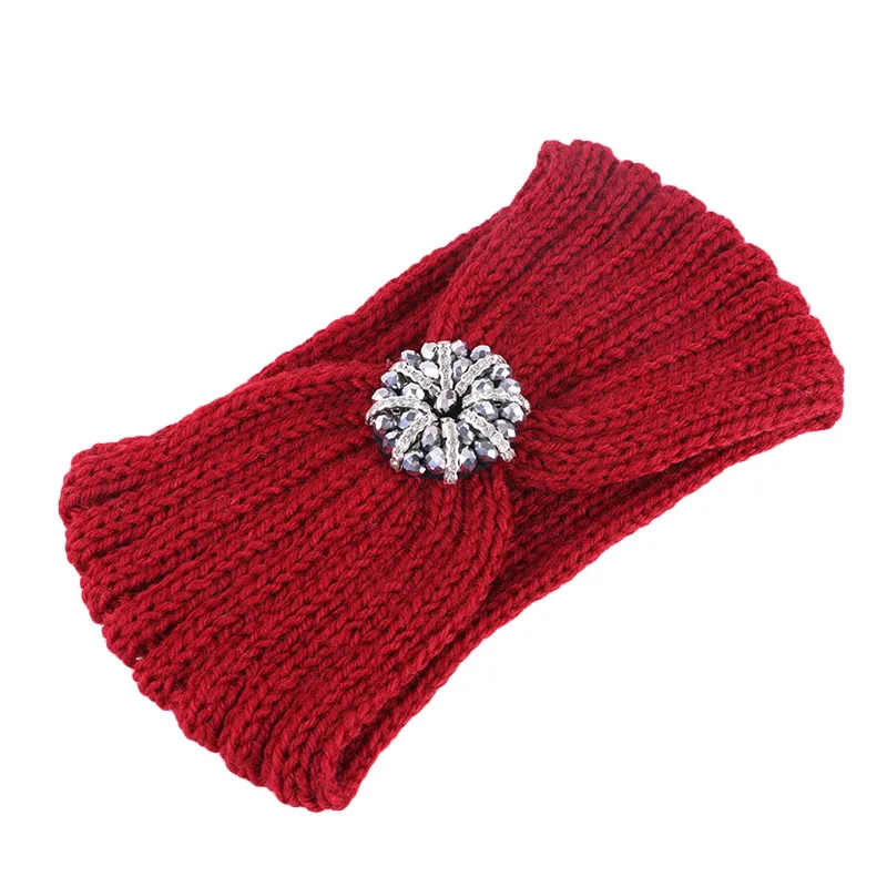Бургундия Jewerly Hedband зимняя перекрестная вязка для волос повязка на голову тюрбан - Цвет: Бургундия