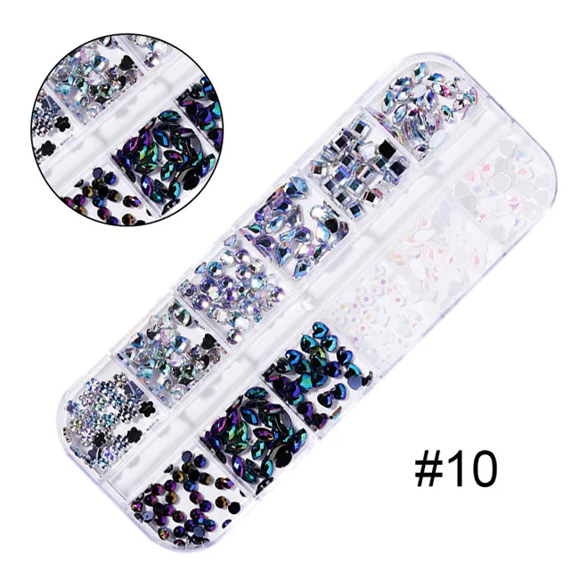 A10 Multi-size Nail Rhinestones 3D Crystal AB Clear Nail Stones Gems Pearl DIY Nail Art Decorations Gold Silver Rivet Rhinestone - Цвет: A10