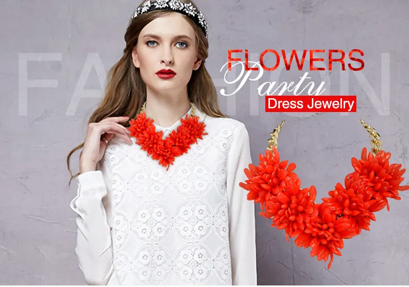 Преувеличены Хрустальный цветок колье цвет яркий материал металла с платье для