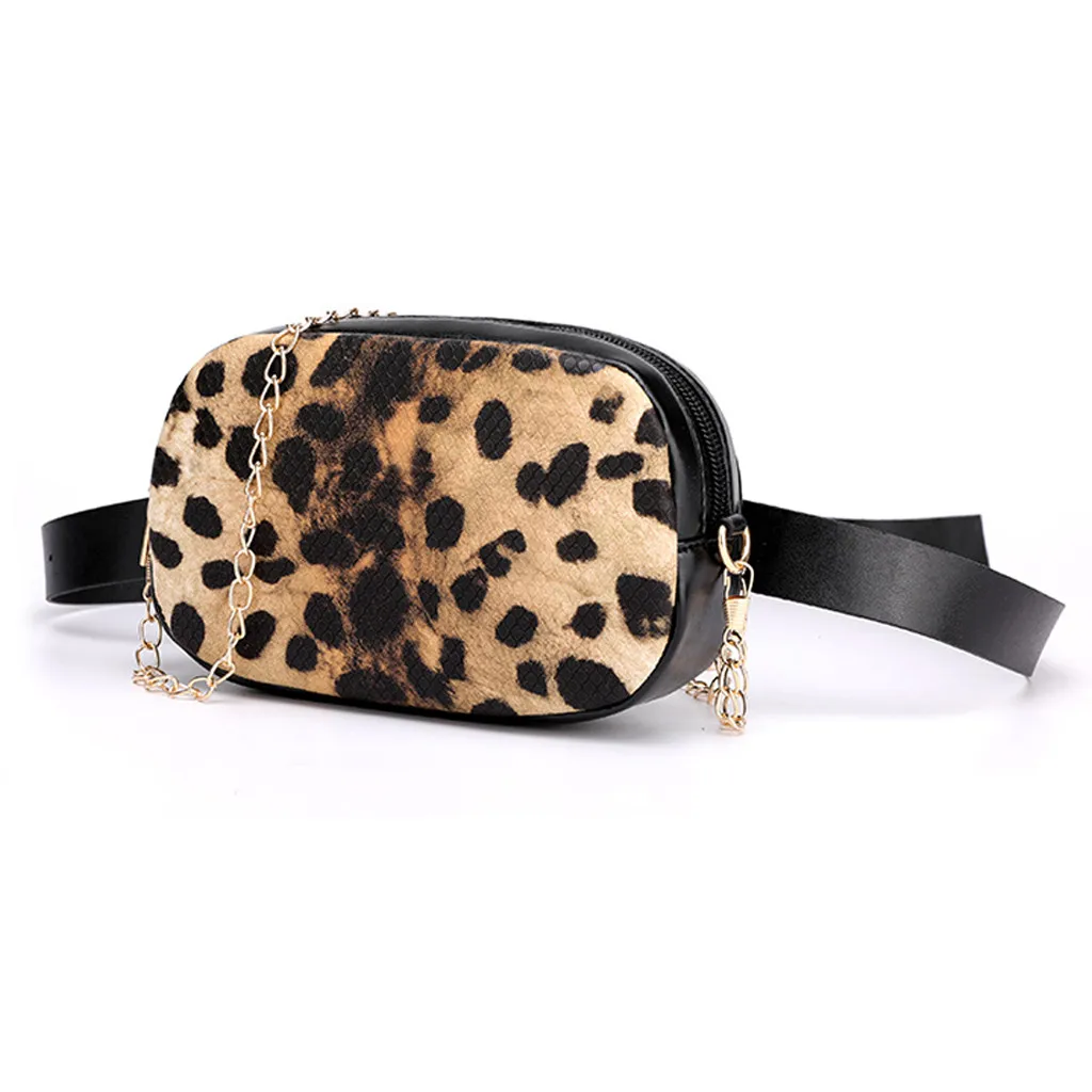Women Outdoor Leopard Zipper Messenger Bag Sports Chest Bag Waist Bag bolsa feminina Lady luxury handbags women bags designer