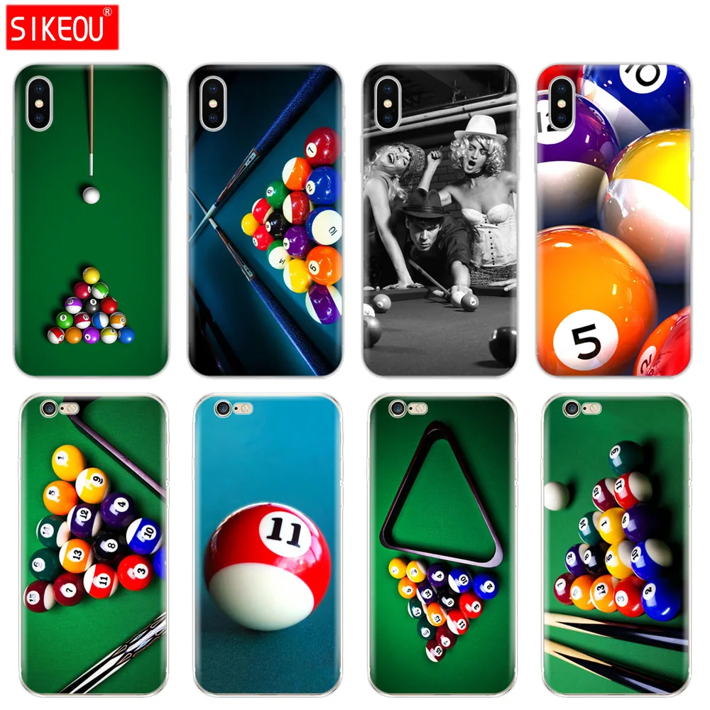 Силиконовый чехол для телефона Iphone 6X8 7 6s 5 5s SE Plus 10 XR XS Max бильярдного мяча