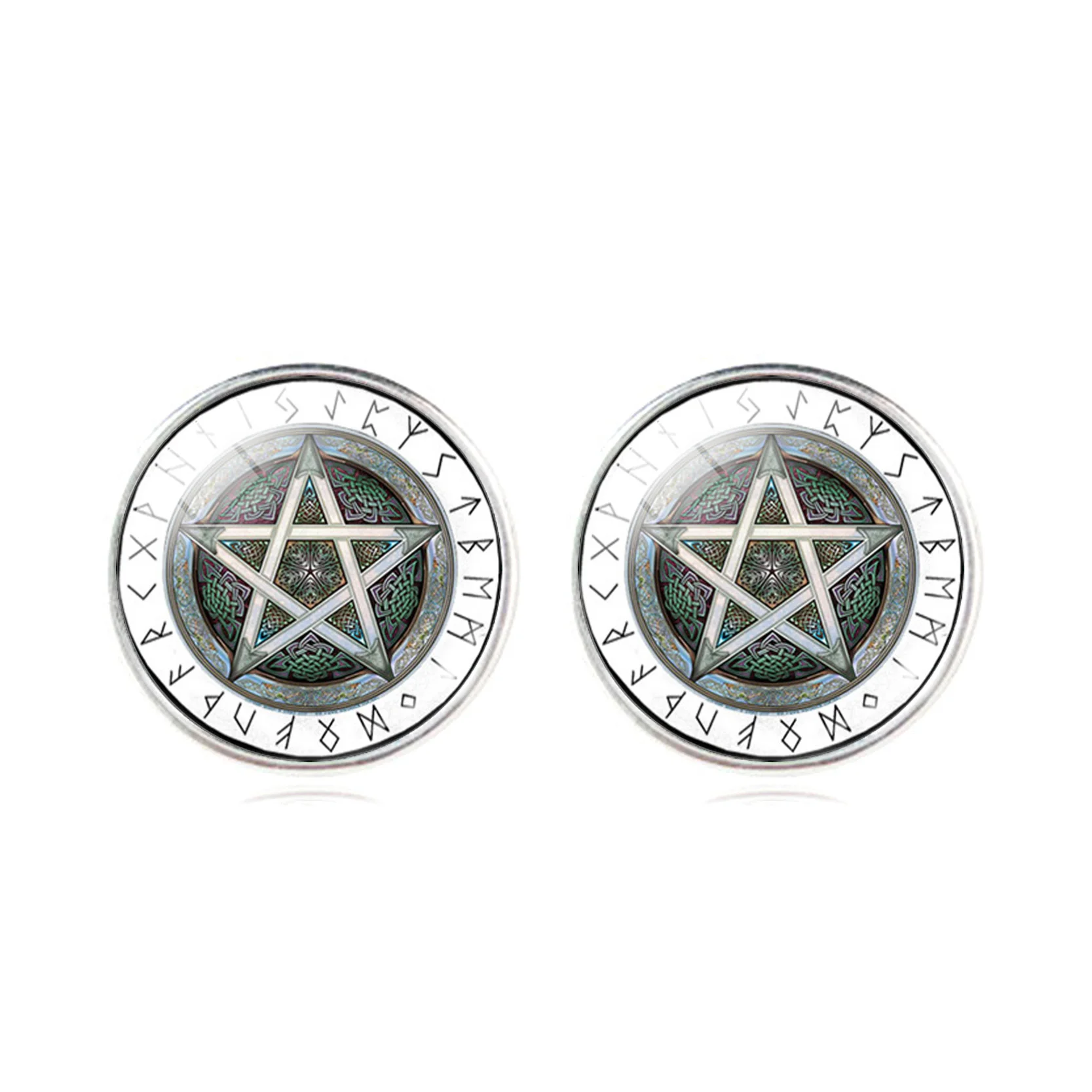 Серьги гвоздики Wiccan Magic Wicca в виде пятиконечной звезды Затемненные серьги