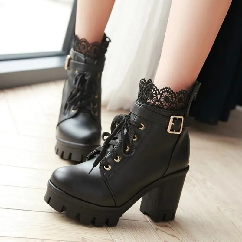 OLOMM winter new high heel thick shoes Martin boots with waterproof platform large size white women's 35-43 LL-111 | Обувь