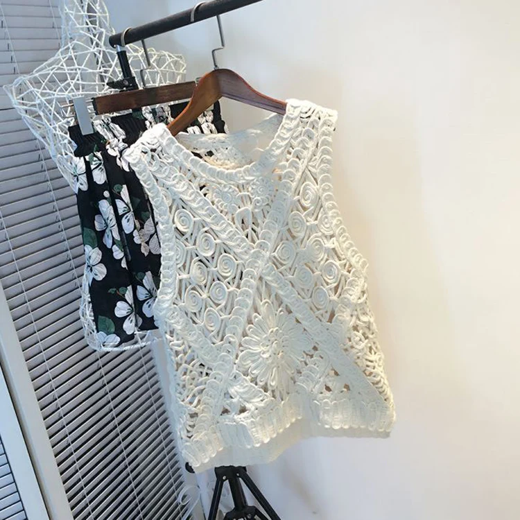 Винтажный женский Хлопковый вязаный крючком жилет свитер Mori Girl куртка пальто