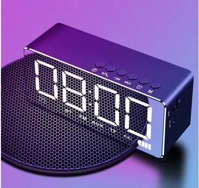 Синий Светодиодный bluetooth-динамик с зеркалом с Aux, fm-радио, USB, TF, динамик для макияжа, громкий динамик с большой батареей, красный, розовый, черный, фиолетовый цвет - Цвет: Синий