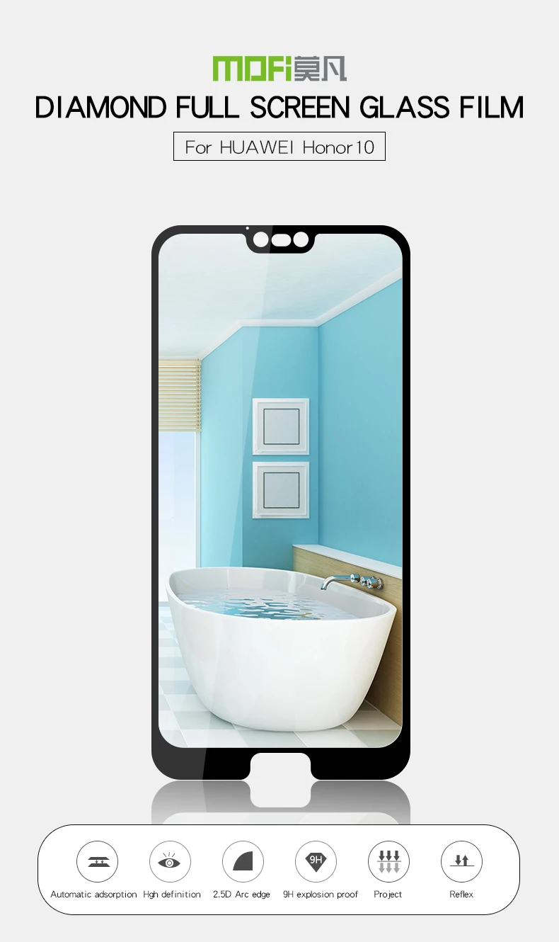Для huawei Honor 10 Закаленное стекло протектор экрана полное покрытие для huawei Honor 10 закаленное стекло Mofi защитная пленка