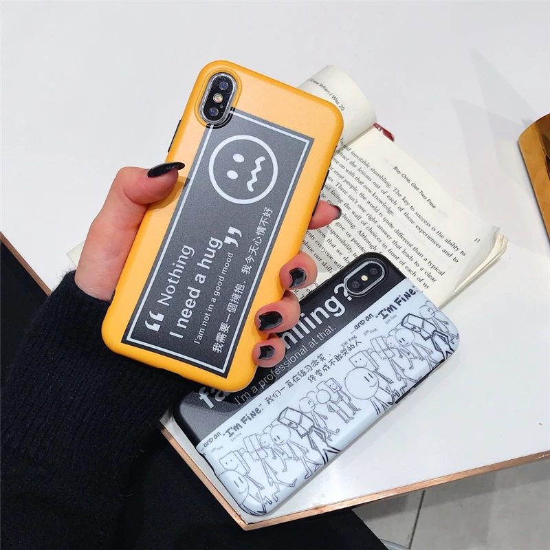 simper Simple text Nothing I need a hug yellow white soft shell phone Case For Apple iphone 6 6s 7 8 Plus X XS XR MAX |