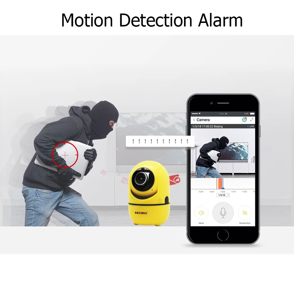 Беспроводная ip камера SECTEC Cloud 1080P интеллектуальное автоматическое отслеживание