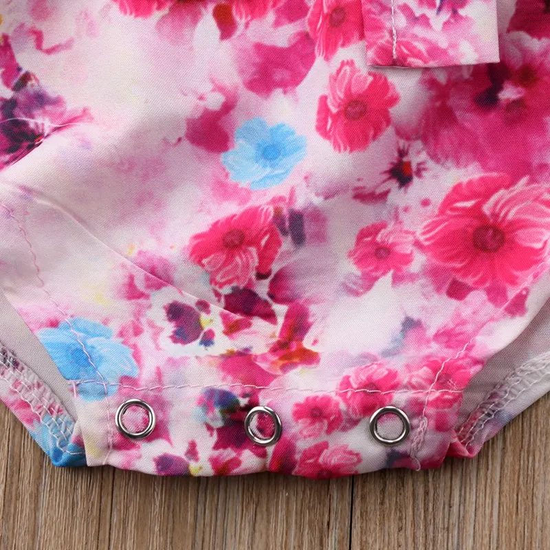 2 шт. для малышей маленьких девочек цветочные Кнопка Лук Боди Пляжный наряд