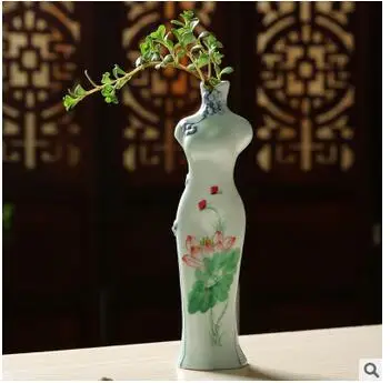 Taqua Настольный горшок Ручная роспись Cheongsam керамические вазы сухие цветы | Дом и