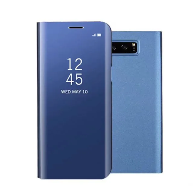 Зеркальный кожаный чехол-книжка для samsung Galaxy Note 8, S6, S7 Edge, S9, S8 Plus, прозрачный, с окошком обзора, умный чехол для iphone6, 6s, 7, 8 Plus, X