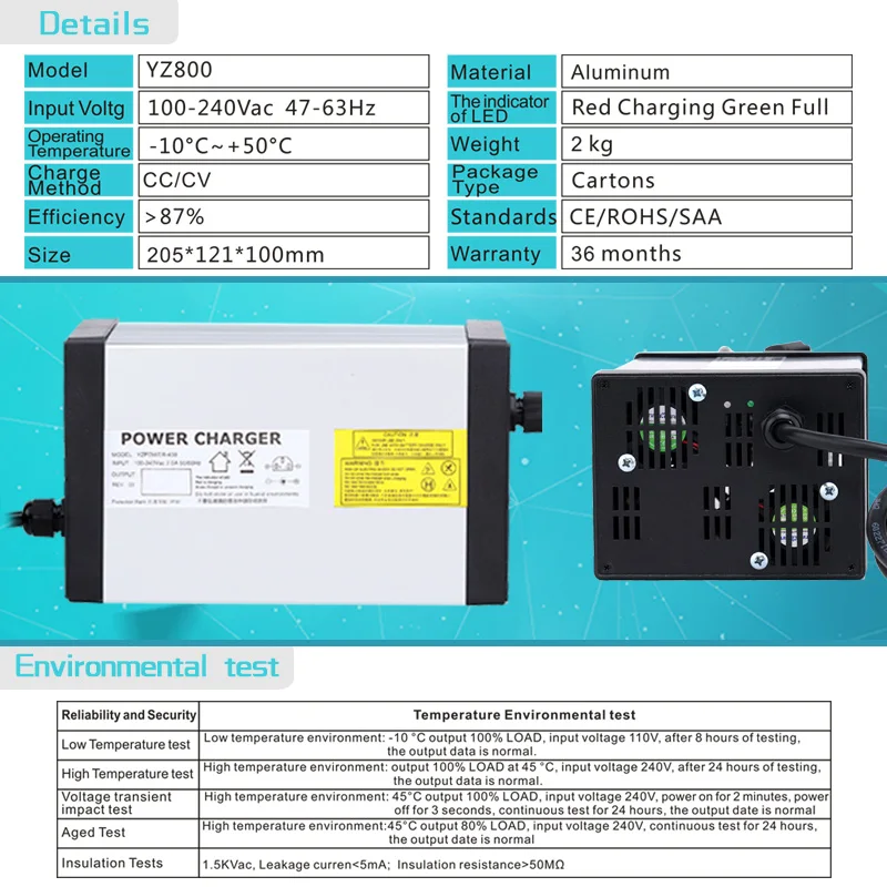 

YZPOWER Toy Car Li-ion Lipo Lithium Battery Charger 42V 14A 15A 16A 17A 18A With CE FCC for 36V Battery