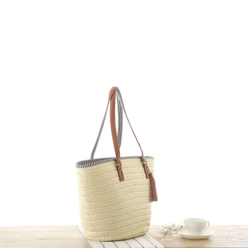 2020 летняя стильная пляжная сумка женская Соломенная Сумка через плечо с бахромой