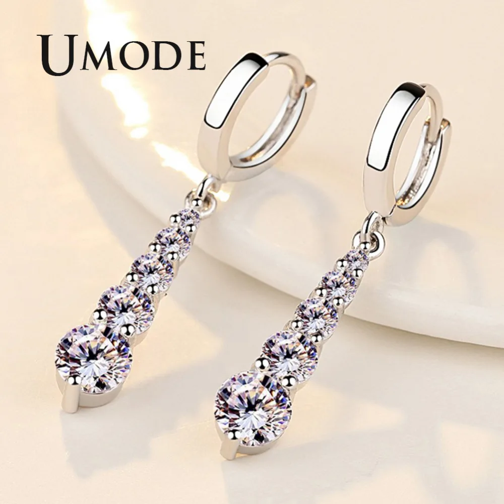 Женские серьги подвески с фианитами UMODE новые модные ювелирные изделия
