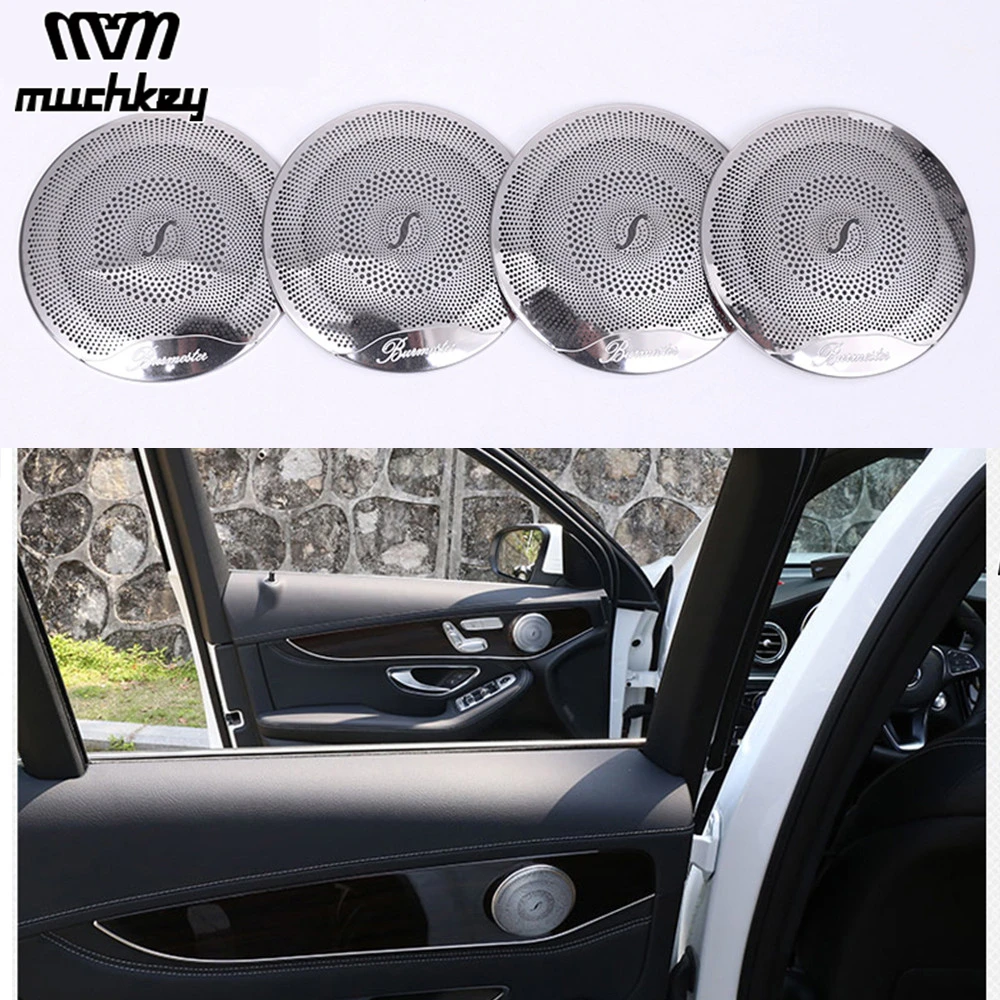 

High Grade Car Audio Speaker Decor For Mercedes Benz 2015 2016 C GLC 2016 E Car Door Loudspeaker Trim Covers Car Styling 4PCS