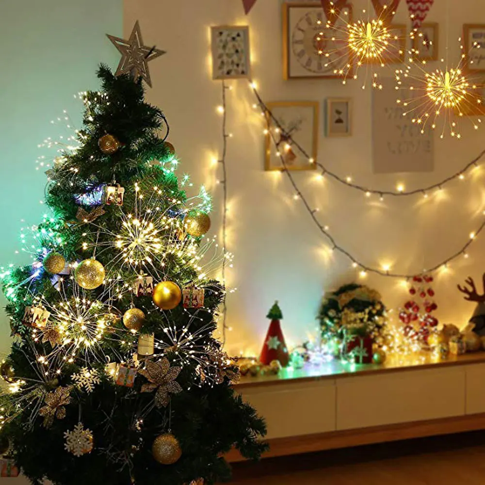 120\150\160\180LED DIY LED Fairy String Light Battery Operated Starburst Holiday With Remote Control Decoration for Garden | Лампы и