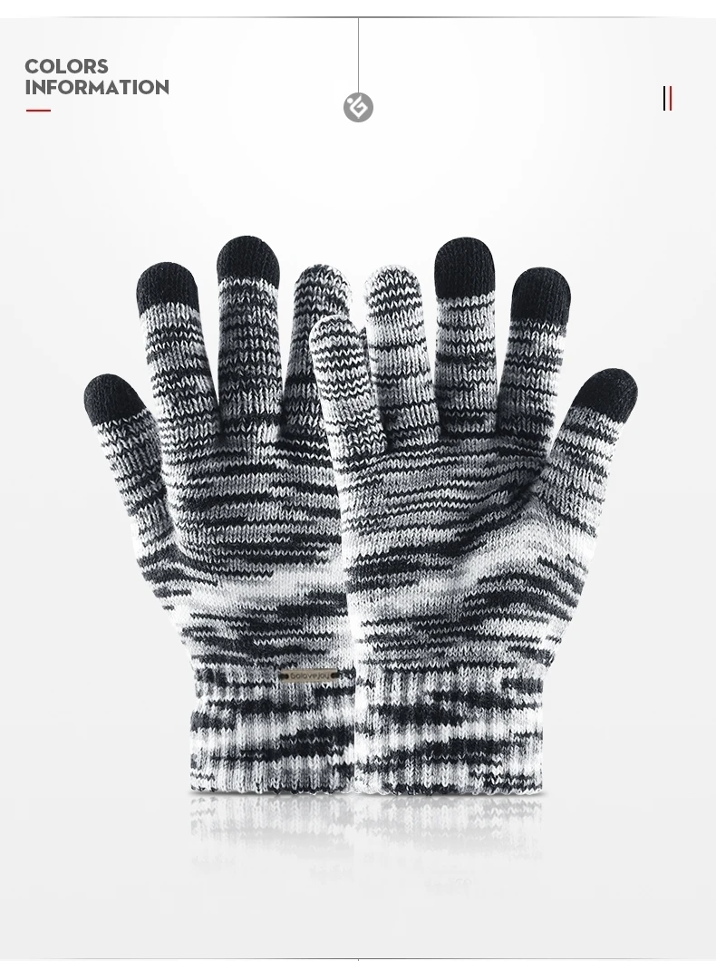 Зимние вязаные перчатки для сенсорного экрана для женщин и мужчин, теплые флисовые шерстяные перчатки, модные перчатки для влюбленных, градиентные цвета, студенческие варежки, перчатки