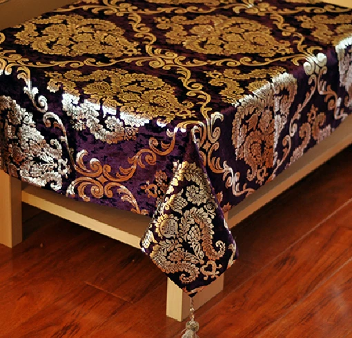 

Very Thick Heavy 1.5kg Handmade Europe Style Wedding Table Cloth Hot Silver Embroidery Sofa Home Hotel Bedding Villa Decoration